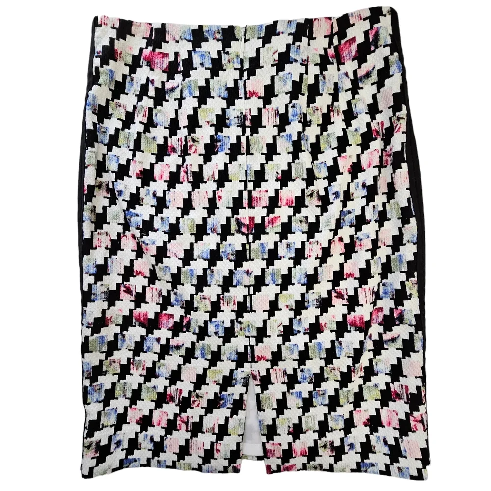White House Black Market Houndstooth Black/White  Multicolor Pencil Skirt